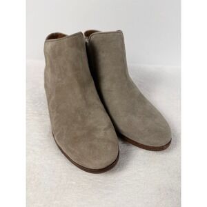Sam Edelman Boots Womens 7.5 Side Zip Block Heels Petty Ankle Bootie Taupe Suede